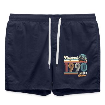 1990 Original Vintage anniversaire Cadeau rétro - Short de bain - bleu marine - Devant - AI Model Male 185 light (185cm)