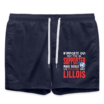 Cadeau foot lille supporter football lillois - Short de bain - bleu marine - Devant - AI Model Male 185 light (185cm)