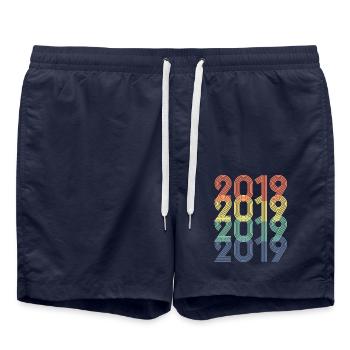 Cool Retro 2019, 4 ans, 4ème anniversaire Enfants - Short de bain - bleu marine - Devant - AI Model Male 185 light (185cm)
