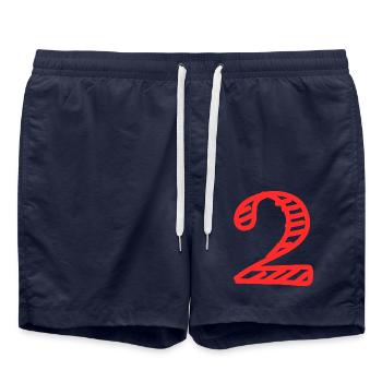 2 YEARS. 2nd ANNIVERSARY. BIRTHDAY 2 YEARS. 2 - Swim Trunks - french navy - Front - AI Model Male 185 light (185cm)