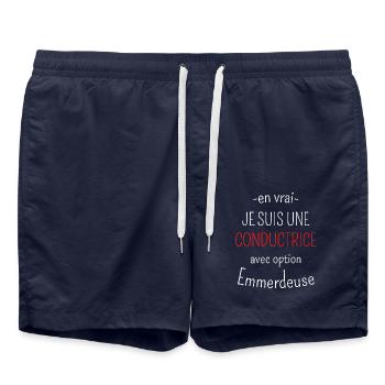 Conductrice avec option Emmerdeuse - Short de bain - bleu marine - Devant - AI Model Male 185 light (185cm)