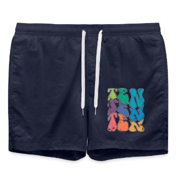 Retro 10 Jahre alt 10. Geburtstag Kinder Jungen Mädchen - Badeshorts - French Navy - Vorne - AI Model Male 185 light (185cm)