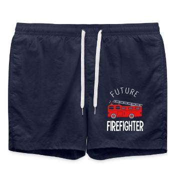 Pompiers futur sapeurs pompiers comme papa pompier - Short de bain - bleu marine - Devant - AI Model Male 185 light (185cm)