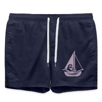 Sommer Segeln Faultier Silhouette Cool - Badeshorts - French Navy - Vorne - AI Model Male 185 light (185cm)