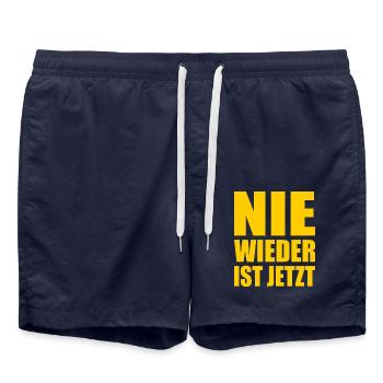 Never again is now - Swim Trunks - french navy - Front - AI Model Male 185 light (185cm)