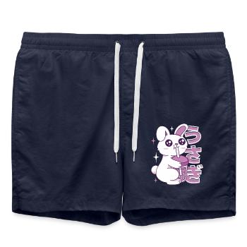 Kawaii Bunny Bubble Tea - Swim Trunks - french navy - Front - AI Model Male 185 light (185cm)