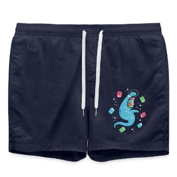 Space Bookasaurus - Swim Trunks - french navy - Front - AI Model Male 185 light (185cm)