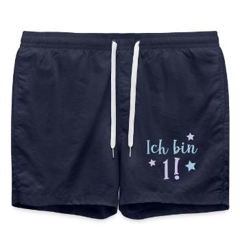 Ich bin 1! - Badeshorts - French Navy - Vorne - AI Model Male 185 light (185cm)