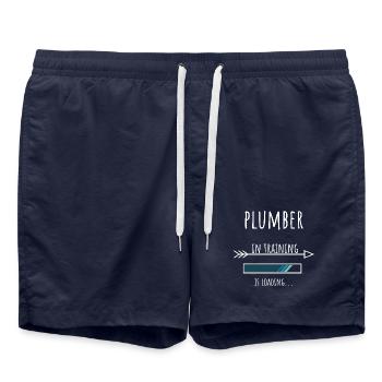 Plombier en formation Cadeau - Short de bain - bleu marine - Devant - AI Model Male 185 light (185cm)