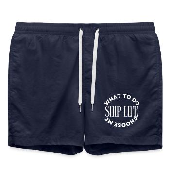 Cruise Mood On Out Of Office T-Shirt - Swim Trunks - french navy - Front - AI Model Male 185 light (185cm)