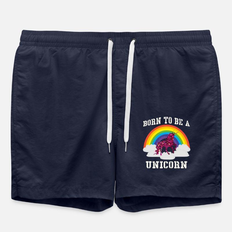 Regenbogen Einhorn - Badeshorts - French Navy