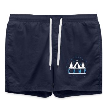 Hiver Camp tente montagne vallée forêt cadeau - Short de bain - bleu marine - Devant - AI Model Male 185 light (185cm)