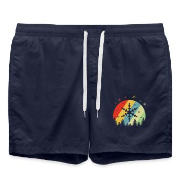 rétro Noël cadeau flocon de neige montagnes froid - Short de bain - bleu marine - Devant - AI Model Male 185 light (185cm)