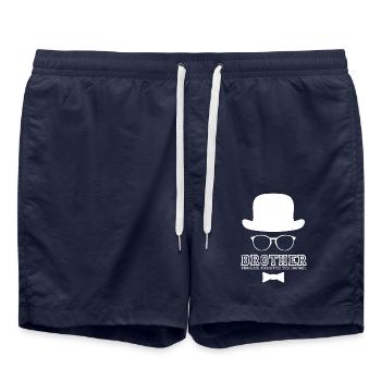 großer Bruder Hipster vintage Geschenk - Badeshorts - French Navy - Vorne - AI Model Male 185 light (185cm)