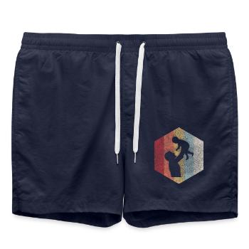 Dad Father Daughter Gift Retro - Swim Trunks - french navy - Front - AI Model Male 185 light (185cm)