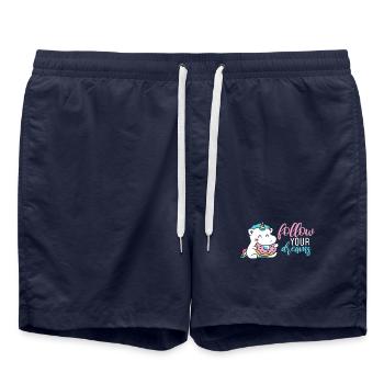 Follow Your Dreams Donut Unicorn Gift - Swim Trunks - french navy - Front - AI Model Male 185 light (185cm)