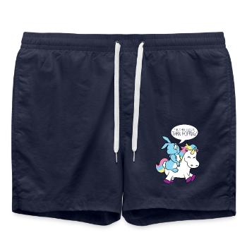 Faster than hopping rabbit unicorn gift - Swim Trunks - french navy - Front - AI Model Male 185 light (185cm)