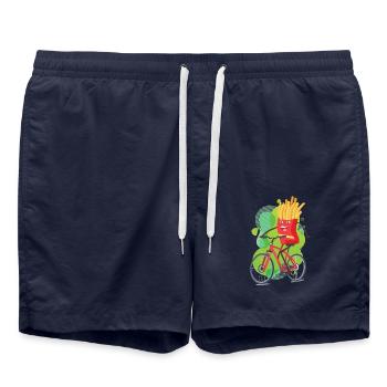 funny bike french fries tshirt - Swim Trunks - french navy - Front - AI Model Male 185 light (185cm)