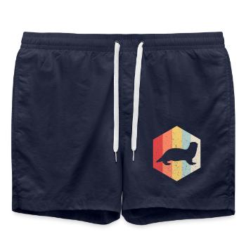 Otter Water Marten Retro Gift - Swim Trunks - french navy - Front - AI Model Male 185 light (185cm)