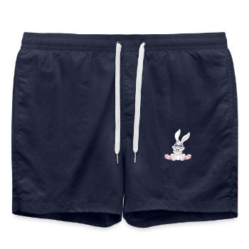 Funny Rabbit Cool Nerd Rabbit with Glasses - Swim Trunks - french navy - Front - AI Model Male 185 light (185cm)