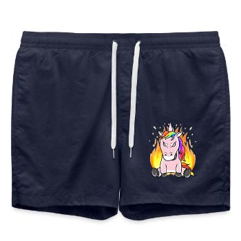 Licorne Licornes Horreur Diable Démon Halloween - Short de bain - bleu marine - Devant - AI Model Male 185 light (185cm)