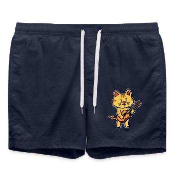 Guitar Music Musician Cat Kitten Cat Music - Swim Trunks - french navy - Front - AI Model Male 185 light (185cm)