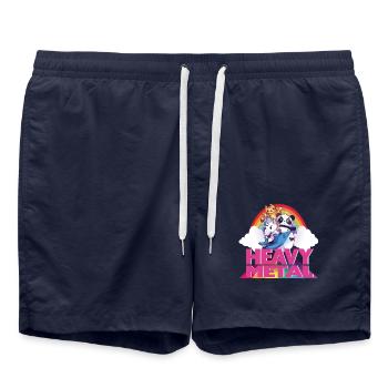 Heavy Metal + animaux mignons - tenue de festival drôle - Short de bain - bleu marine - Devant - AI Model Male 185 light (185cm)