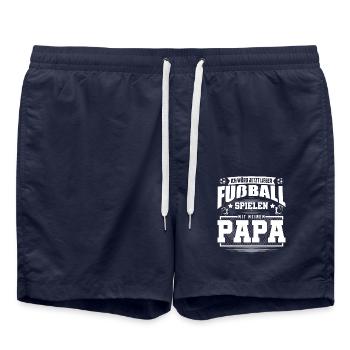Fußball Kinder Papa Shirt Ich würde jetzt lieber - Badeshorts - French Navy - Vorne - AI Model Male 185 light (185cm)