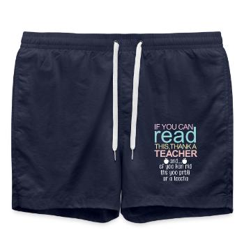 Read Teachers Thank Gift Saying - Swim Trunks - french navy - Front - AI Model Male 185 light (185cm)