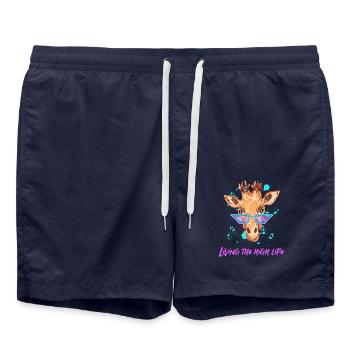 Coole Giraffe - Badeshorts - French Navy - Vorne - AI Model Male 185 light (185cm)