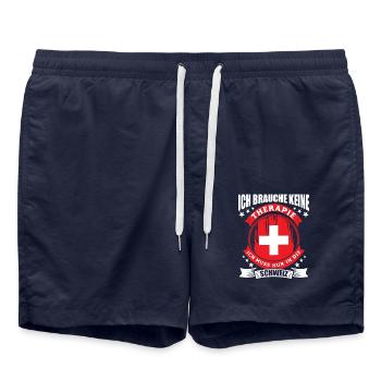 Schweiz Ich brauche keine Therapie - Badeshorts - French Navy - Vorne - AI Model Male 185 light (185cm)