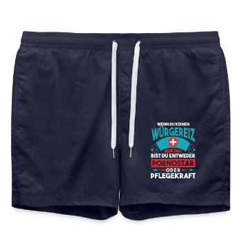 Pflege Pflegekraft Pornostar Porno Würgereiz - Badeshorts - French Navy - Vorne - AI Model Male 185 light (185cm)