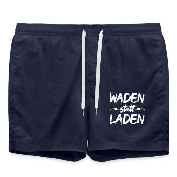Waden statt Laden Fahrrad E-Bike Spruch Shirt - Badeshorts - French Navy - Vorne - AI Model Male 185 light (185cm)