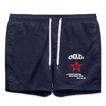 Endlich 18 Eltern wohnen noch bei mir - Badeshorts - French Navy - Vorne - AI Model Male 185 light (185cm)