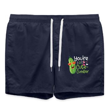 A cute cumber valentine saying cucumber - Swim Trunks - french navy - Front - AI Model Male 185 light (185cm)