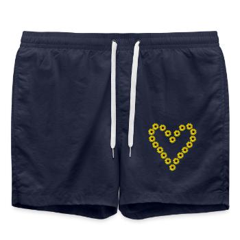 Sunflower heart, sunflower, sunflower, heart - Swim Trunks - french navy - Front - AI Model Male 185 light (185cm)