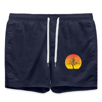 Tree sunset - Swim Trunks - french navy - Front - AI Model Male 185 light (185cm)