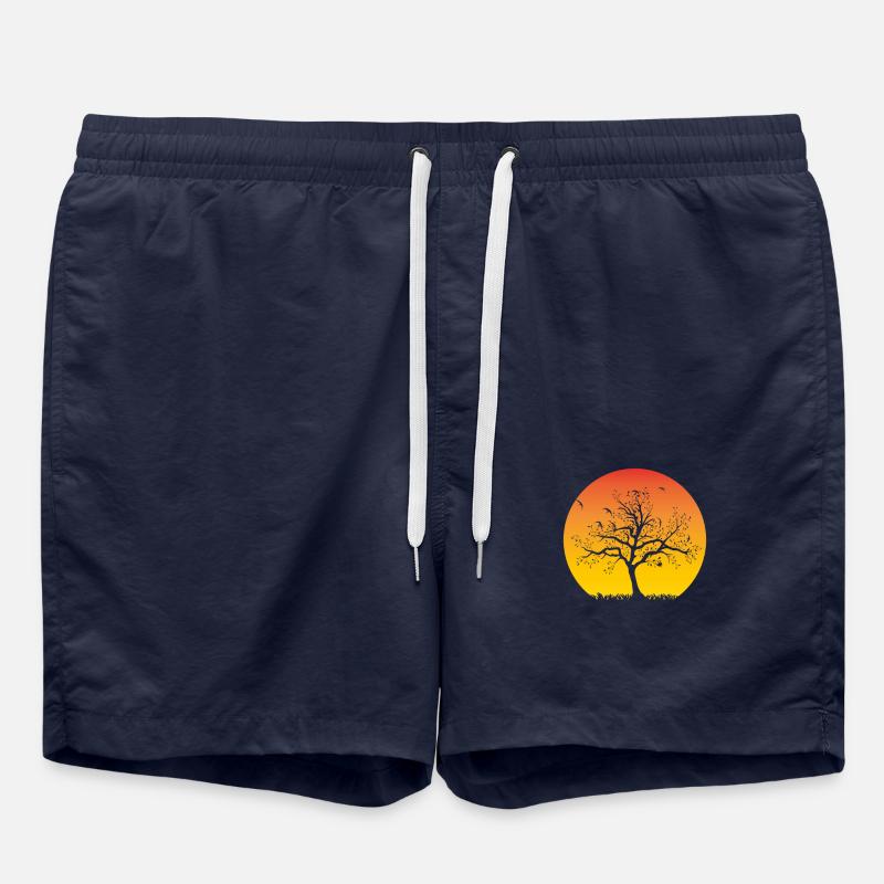 Baum Sonnenuntergang - Badeshorts - French Navy