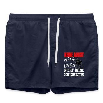 Cane Corso Angst Spruch Hund - Badeshorts - French Navy - Vorne - AI Model Male 185 light (185cm)