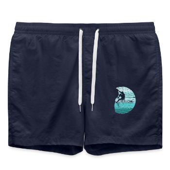 Klettern Kletterer Boulderer Retro - Badeshorts - French Navy - Vorne - AI Model Male 185 light (185cm)