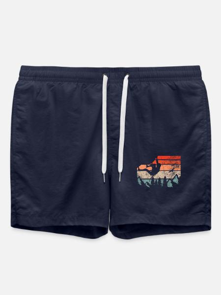 Retro bouldering climbing boulderer boulder - Swim Trunks - french navy