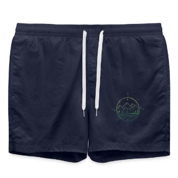 Mountains compass - Swim Trunks - french navy - Front - AI Model Male 185 light (185cm)