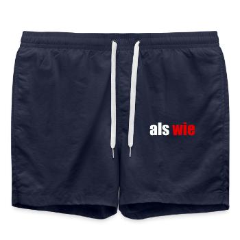 lustiger Spruch Witziges Geschenk Büro Bürohumor - Badeshorts - French Navy - Vorne - AI Model Male 185 light (185cm)