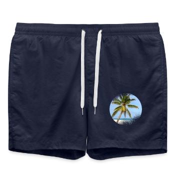 Maldives palm tree - Swim Trunks - french navy - Front - AI Model Male 185 light (185cm)