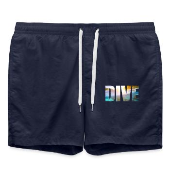 DIVE gift idea for divers diving scuba diving - Swim Trunks - french navy - Front - AI Model Male 185 light (185cm)