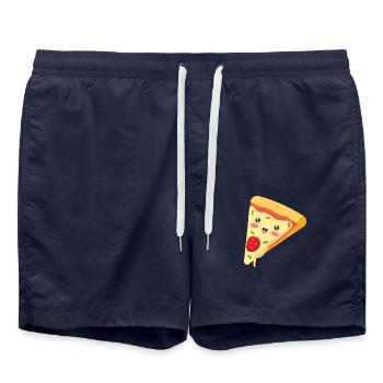 Kawaii Pizza - Badeshorts - French Navy - Vorne - AI Model Male 185 light (185cm)