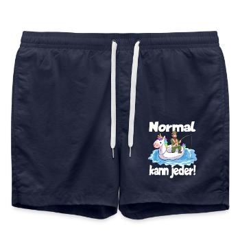 Normal Kann Jeder - Angeln Einhorn Gummiboot - Badeshorts - French Navy - Vorne - AI Model Male 185 light (185cm)
