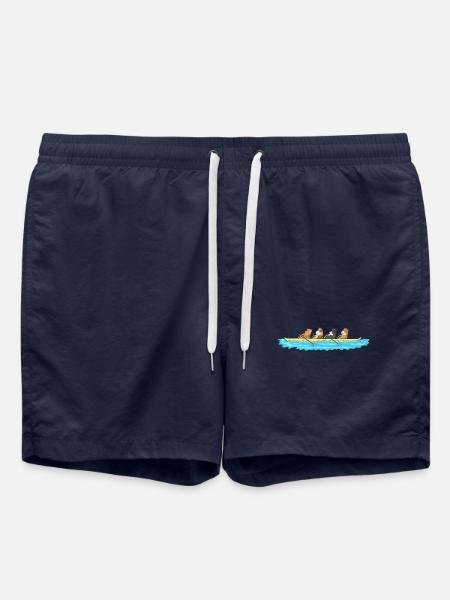 Lustige Meerschweinchen rudern in einem Boot - Badeshorts - French Navy