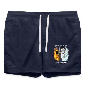 Katze Kater Engel Teufel Engel Böse Niedlich Miau - Badeshorts - French Navy - Vorne - AI Model Male 185 light (185cm)