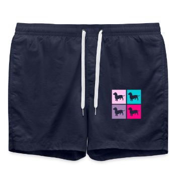 Teckel Rétro Chiens Chien Amant Cadeau Rose - Short de bain - bleu marine - Devant - AI Model Male 185 light (185cm)
